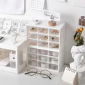 Multi-compartment Grid Storage Box, Stackable Drawer Organizer for Small Accessories Cosmetics Jewelry