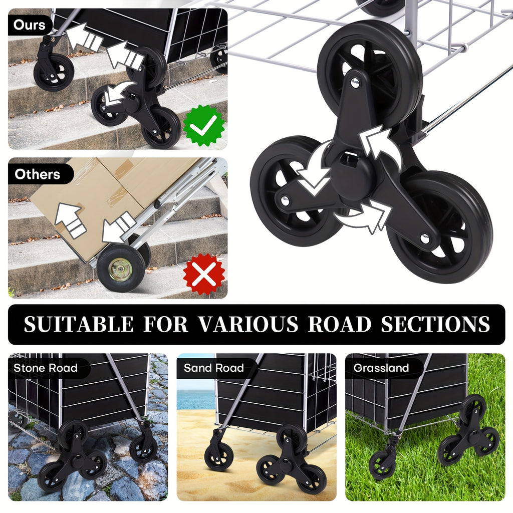 8-Wheel Stair Climbing Hand Truck, 100 LBS Load Capacity, Heavy-Duty Collapsible Cargo Cart, Space-Saving Portable Mover, Easy to Use on Stairs, Ideal for Home & Commercial Use