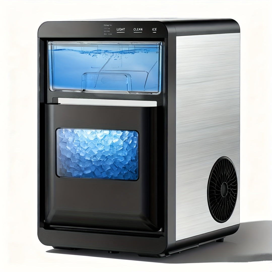 34/44Lbs Daily Nugget Ice Maker, Auto-Cleaning Countertop Sonic Ice Machine, Compact Mini Refrigerator with Ice Scoop & Basket for Home Kitchen Office