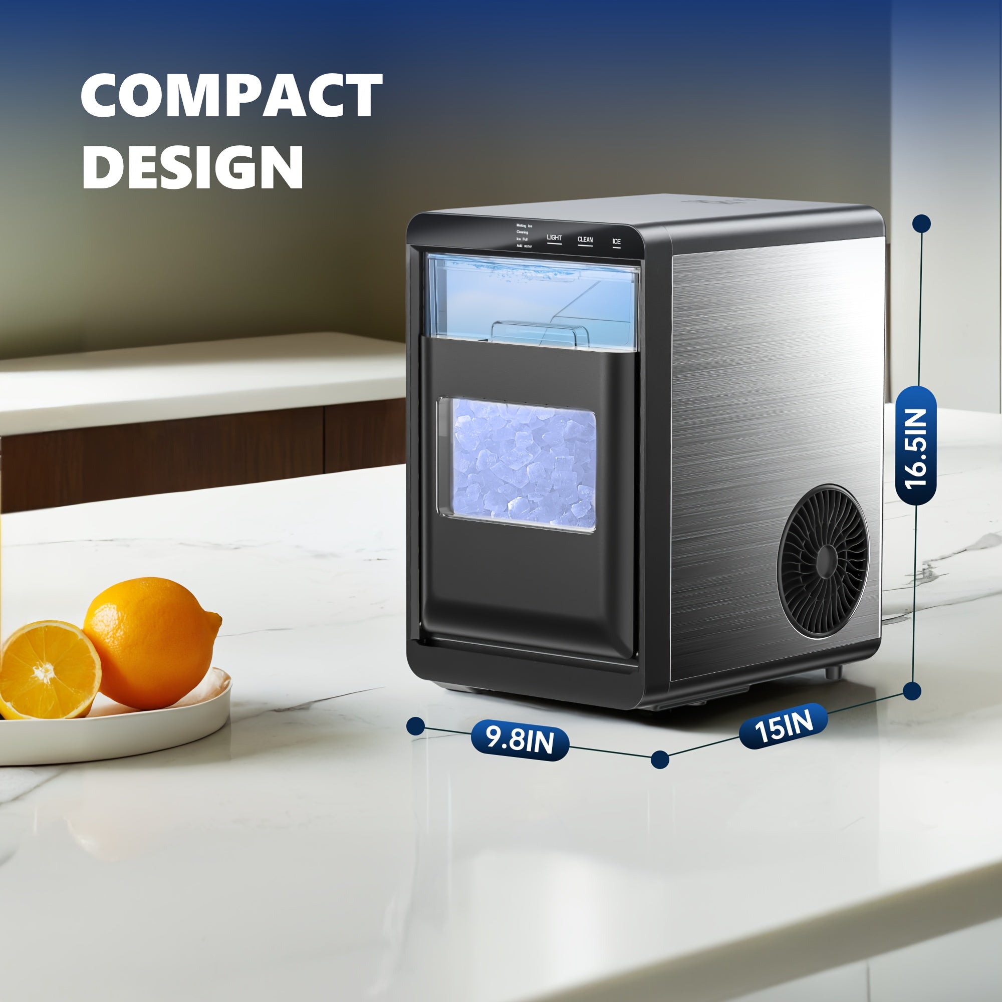 34/44Lbs Daily Nugget Ice Maker, Auto-Cleaning Countertop Sonic Ice Machine, Compact Mini Refrigerator with Ice Scoop & Basket for Home Kitchen Office