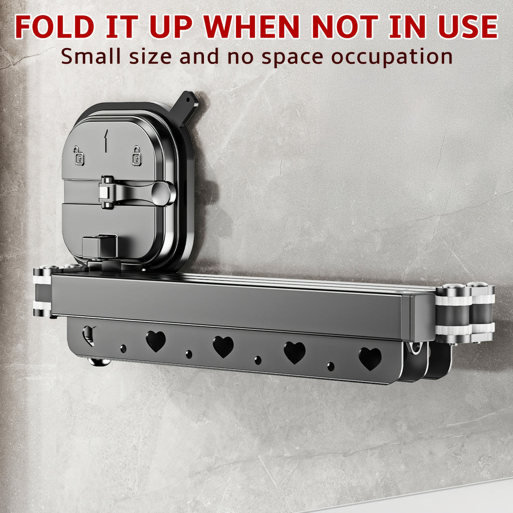 Telescopic Folding Clothes Drying Rack, Suction Cup Adjustable Hanging Pole Space Saving