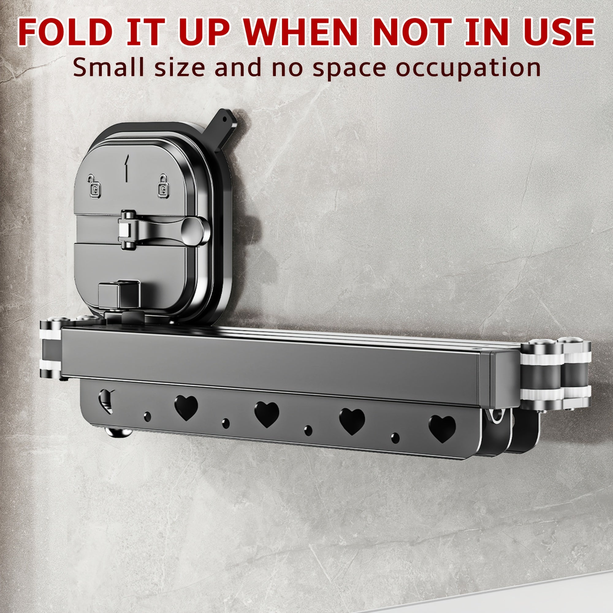Telescopic Folding Clothes Drying Rack, Suction Cup Adjustable Hanging Pole Space Saving