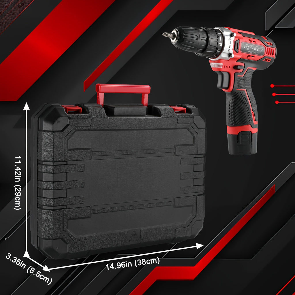 12V Cordless Drill Tool Kit, Complete Household Hand Tool Set with Toolbox, Portable Repair Tools for Home, Garden, Office & Boat, Perfect Father's Day Gift