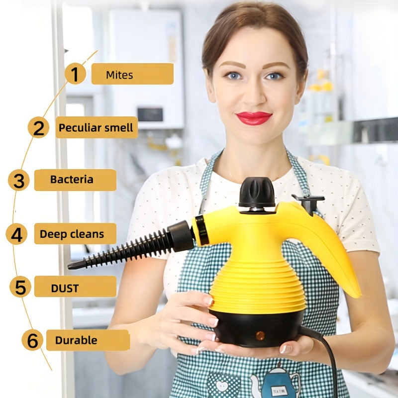ESUPER Handheld Pressurized Steam Cleaner, Multi-Purpose Steam Cleaning Machine with 9 Accessories, IPX4 Waterproof, for Kitchen, Floor, Window, Curtain & Car Seat Stain Removal