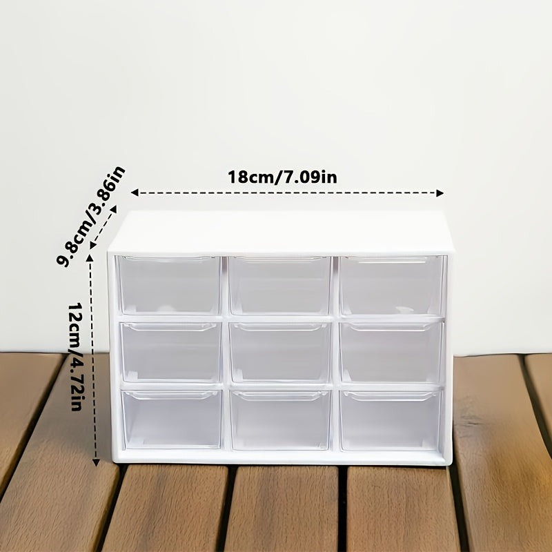 Multi-compartment Grid Storage Box, Stackable Drawer Organizer for Small Accessories Cosmetics Jewelry