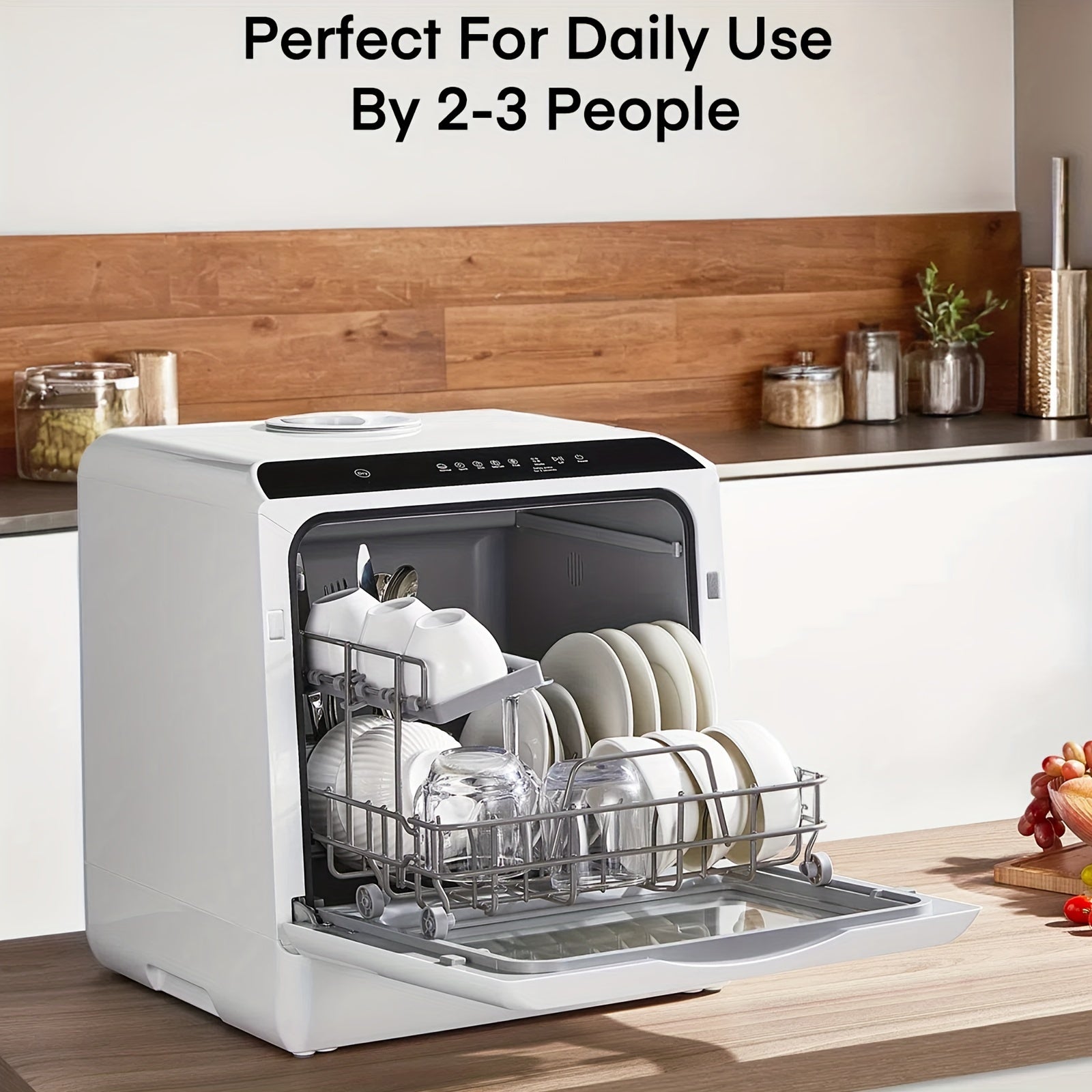 Countertop Portable Dishwasher, 5+1 Washing Programs, 1.32Gal Built-in Water Tank, No Plumbing Hookup Required, Dual Spray, High Temperature & Air Dry, Timing & Baby Care Mode, Mini Dishwasher for Home, Apartment & RV