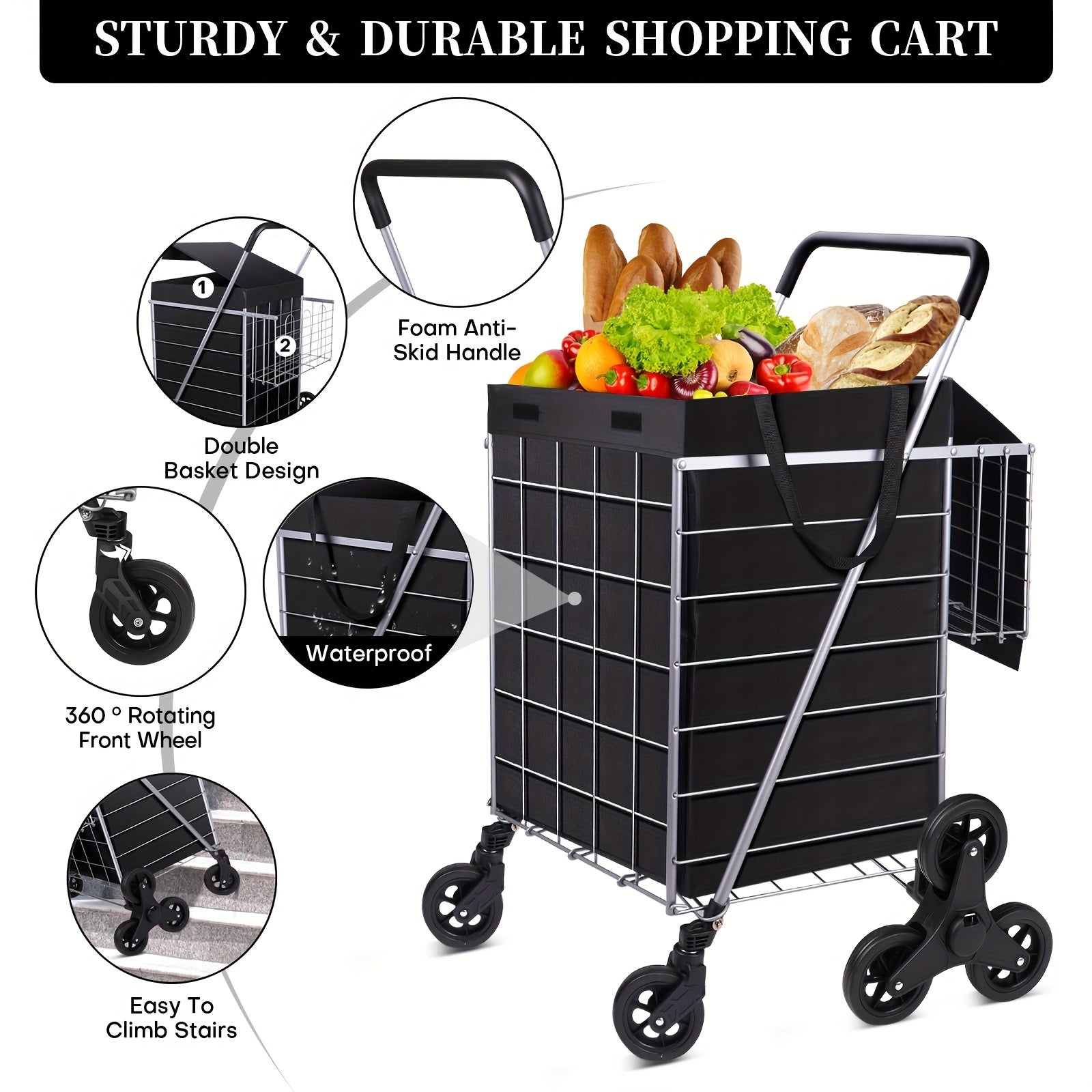 8-Wheel Stair Climbing Hand Truck, 100 LBS Load Capacity, Heavy-Duty Collapsible Cargo Cart, Space-Saving Portable Mover, Easy to Use on Stairs, Ideal for Home & Commercial Use