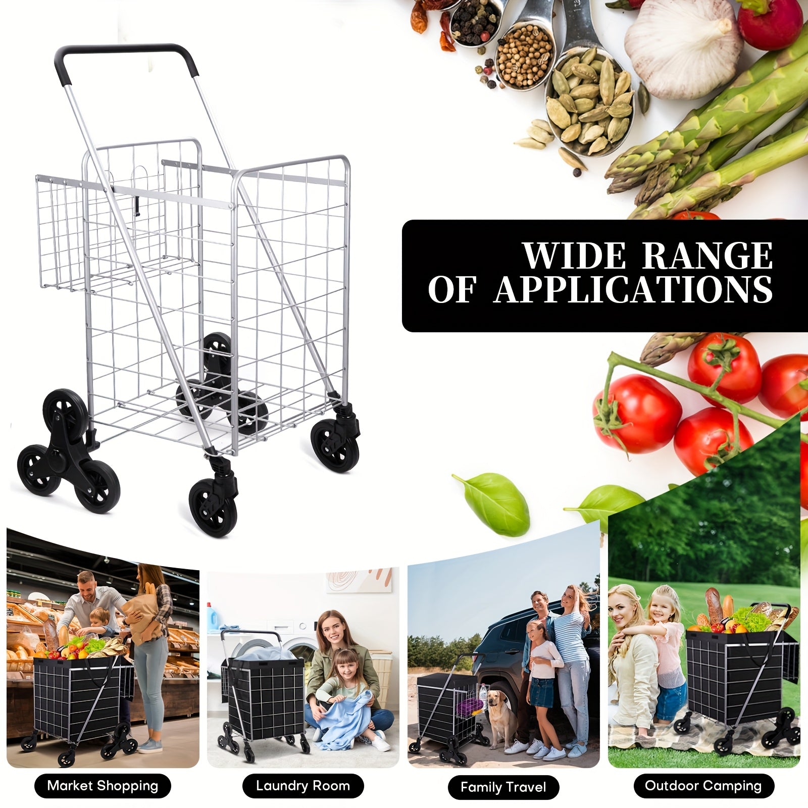 8-Wheel Stair Climbing Hand Truck, 100 LBS Load Capacity, Heavy-Duty Collapsible Cargo Cart, Space-Saving Portable Mover, Easy to Use on Stairs, Ideal for Home & Commercial Use