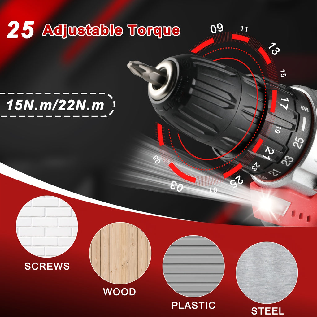 12V Cordless Drill Tool Kit, Complete Household Hand Tool Set with Toolbox, Portable Repair Tools for Home, Garden, Office & Boat, Perfect Father's Day Gift