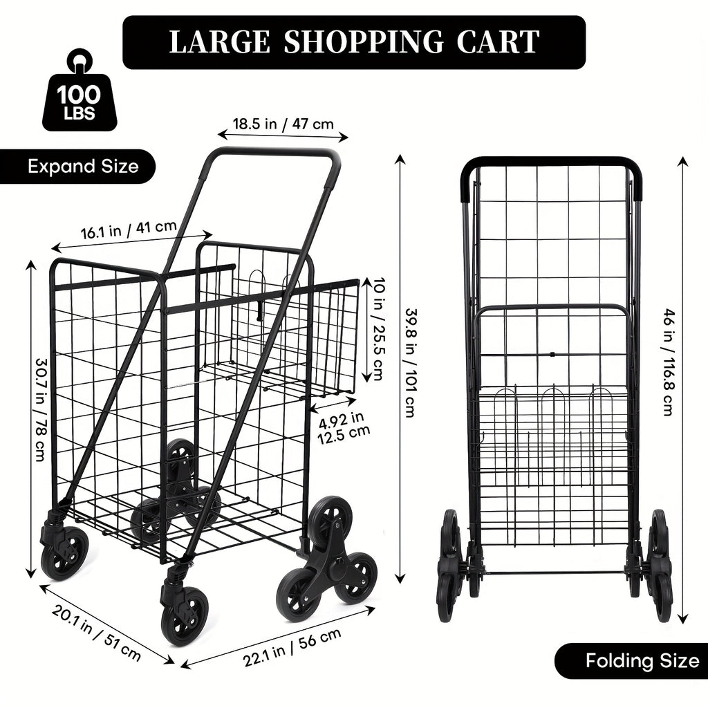 8-Wheel Stair Climbing Hand Truck, 100 LBS Load Capacity, Heavy-Duty Collapsible Cargo Cart, Space-Saving Portable Mover, Easy to Use on Stairs, Ideal for Home & Commercial Use