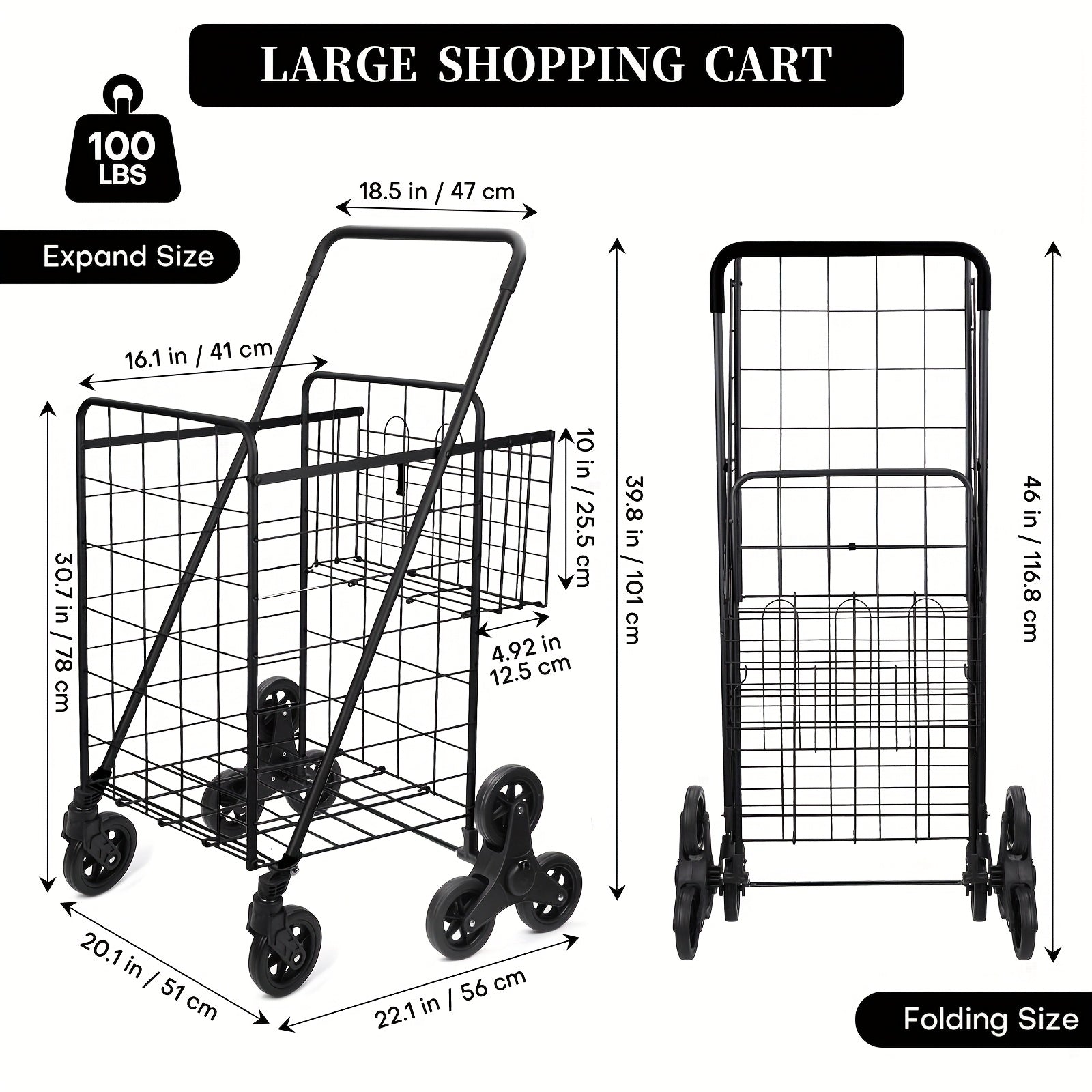 8-Wheel Stair Climbing Hand Truck, 100 LBS Load Capacity, Heavy-Duty Collapsible Cargo Cart, Space-Saving Portable Mover, Easy to Use on Stairs, Ideal for Home & Commercial Use