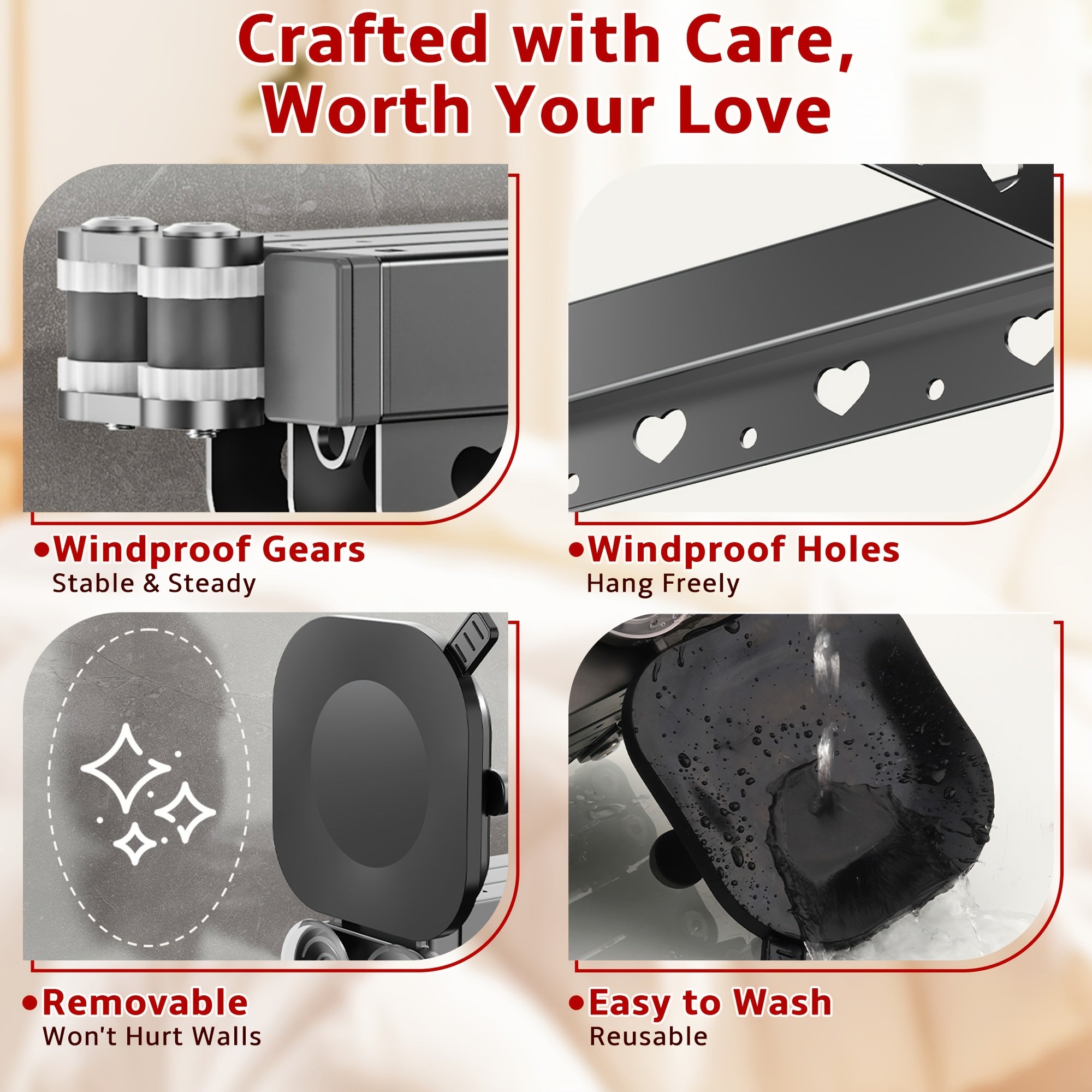 Telescopic Folding Clothes Drying Rack, Suction Cup Adjustable Hanging Pole Space Saving