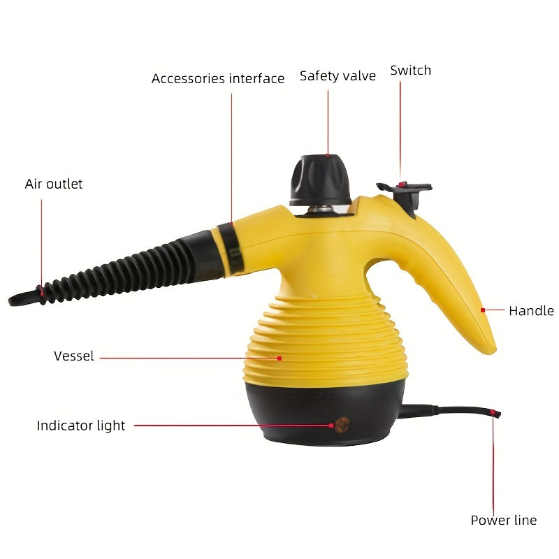 ESUPER Handheld Pressurized Steam Cleaner, Multi-Purpose Steam Cleaning Machine with 9 Accessories, IPX4 Waterproof, for Kitchen, Floor, Window, Curtain & Car Seat Stain Removal