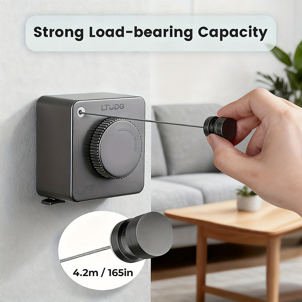 Retractable Stainless Steel Clothesline, Wall Mounted Heavy Duty Indoor Outdoor Drying Line
