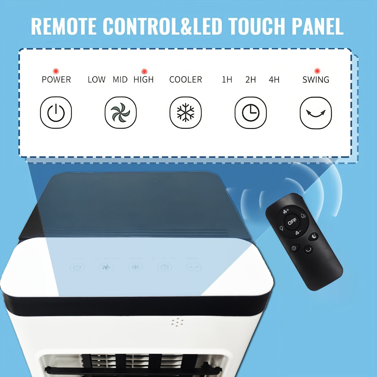 1800 CFM Portable Evaporative Air Cooler, 3-in-1 Swamp Cooler Fan & Humidifier, 3 Speed, 120 Degree Oscillation, Large 270Oz Water Tank, 24 Hour Timer with Remote, Windowless Portable AC for Indoor Use