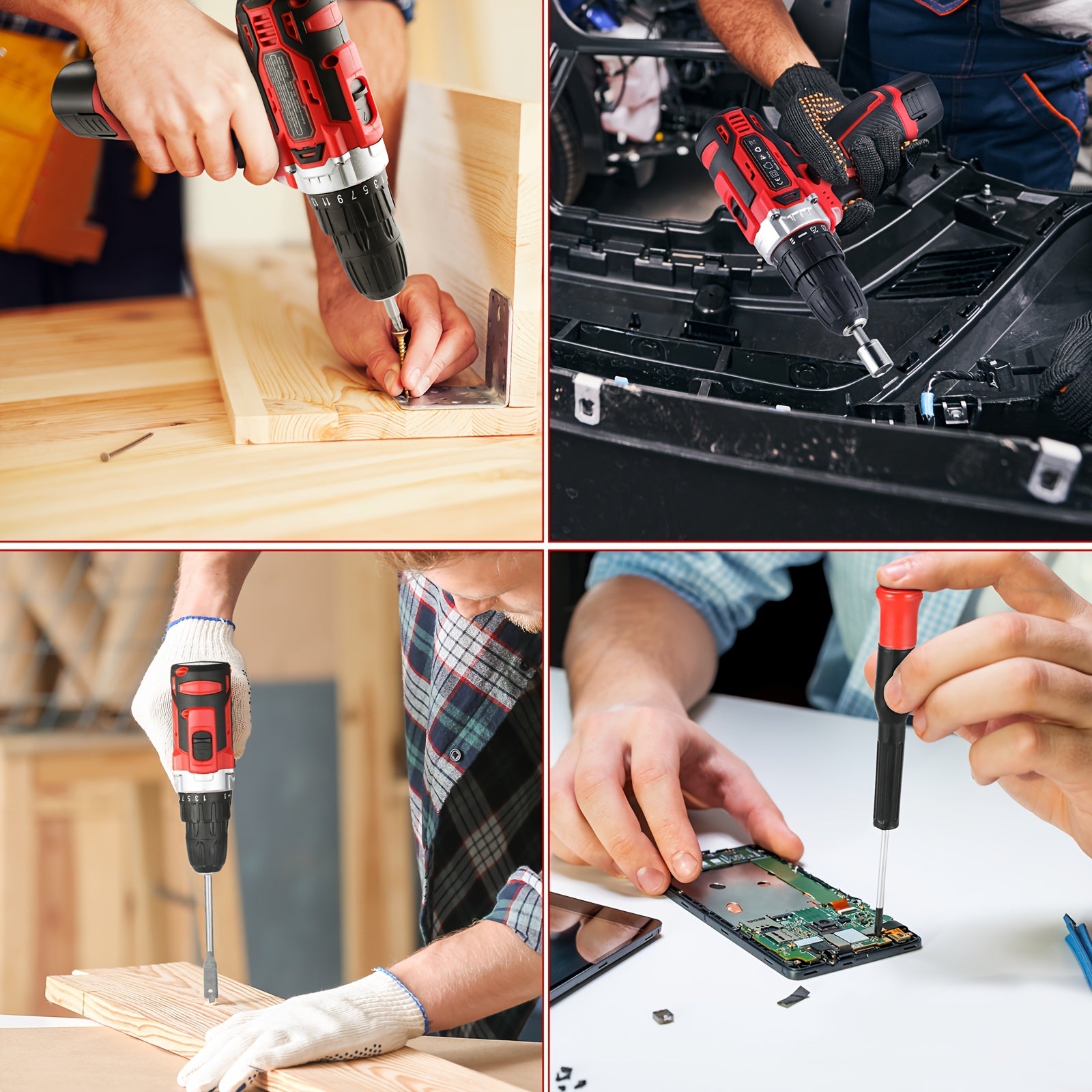 12V Cordless Drill Tool Kit, Complete Household Hand Tool Set with Toolbox, Portable Repair Tools for Home, Garden, Office & Boat, Perfect Father's Day Gift