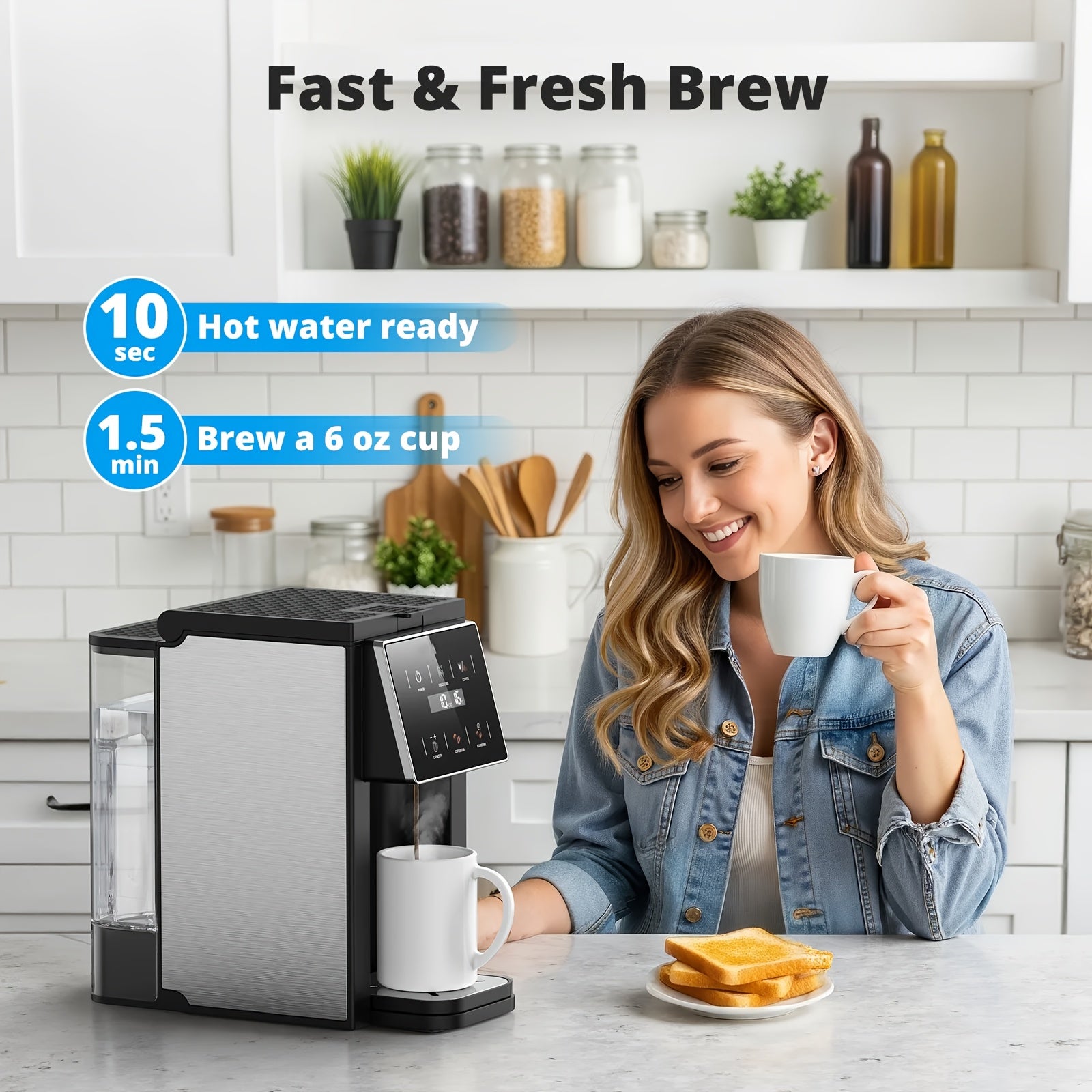 All-in-One Coffee Maker with Grinder, Multi-Function Coffee Pot for K-Cup Pods, Ground Coffee and Whole Beans, 6 Adjustable Grind Settings, Multiple Cup Sizes, Portable Compact Brewer for Office, Dorm and Home Use