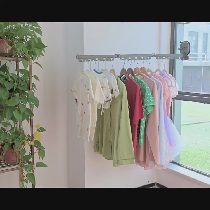 Telescopic Folding Clothes Drying Rack, Suction Cup Adjustable Hanging Pole Space Saving
