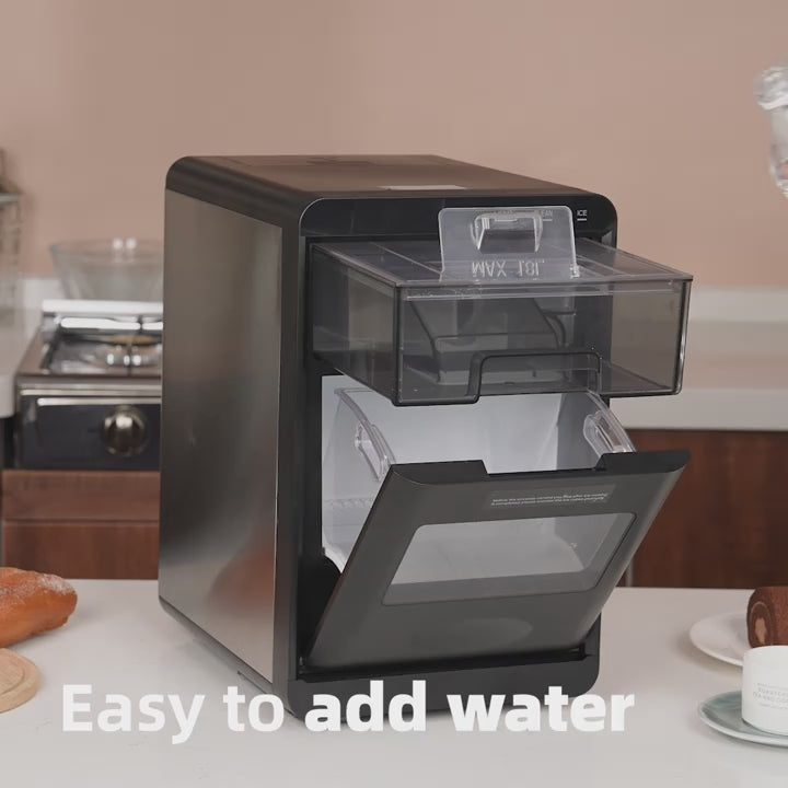 34/44Lbs Daily Nugget Ice Maker, Auto-Cleaning Countertop Sonic Ice Machine, Compact Mini Refrigerator with Ice Scoop & Basket for Home Kitchen Office