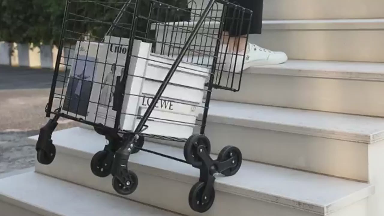 8-Wheel Stair Climbing Hand Truck, 100 LBS Load Capacity, Heavy-Duty Collapsible Cargo Cart, Space-Saving Portable Mover, Easy to Use on Stairs, Ideal for Home & Commercial Use